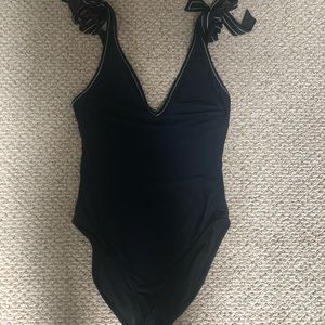 J Crew Bow V-Neck Tie One Piece